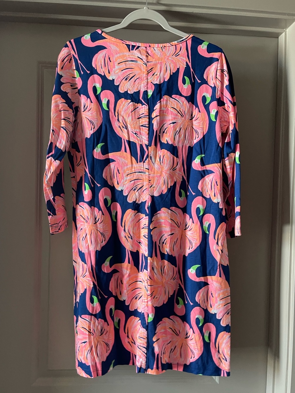 Lilly Pulitzer Coral Pink and Navy Flamingo Print Dress - Picture 3 of 3